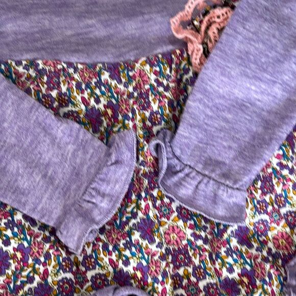 Fore N Birdie | Purple Floral Infant Girls Ruffle Long Sleeve Dress - Picture 6 of 9